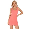 thumbnail image 4 of LiangRou Women's Mini-Ribbed Stretch Scoop Neck Extra Long Tank Top Watermelon Red Large (US 12 14), 4 of 5