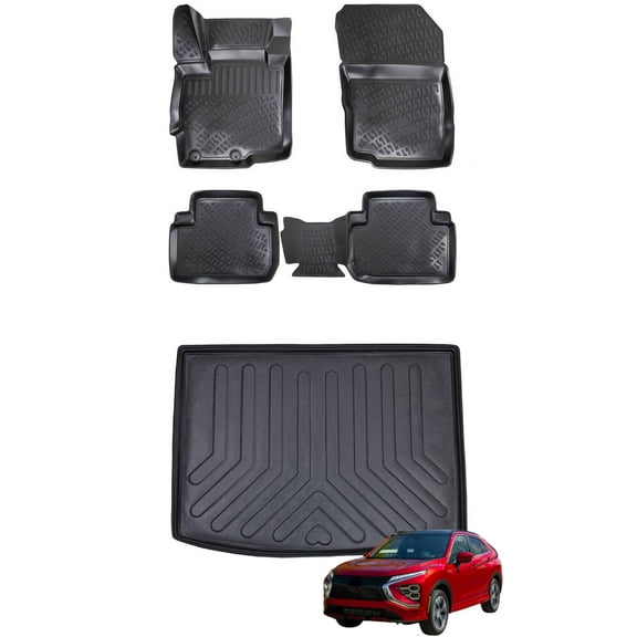 Car Floor Mats   Cargo Liner (Full SET) Compatible for Mitsubishi Eclipse Cross 2018-2024 Waterproof | All Weather