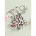 thumbnail image 3 of Cenuakty Baby Girl 2Pcs Summer Outfits, Sleeveless Strap Floral Romper Dress with Headband Set, 3 of 9