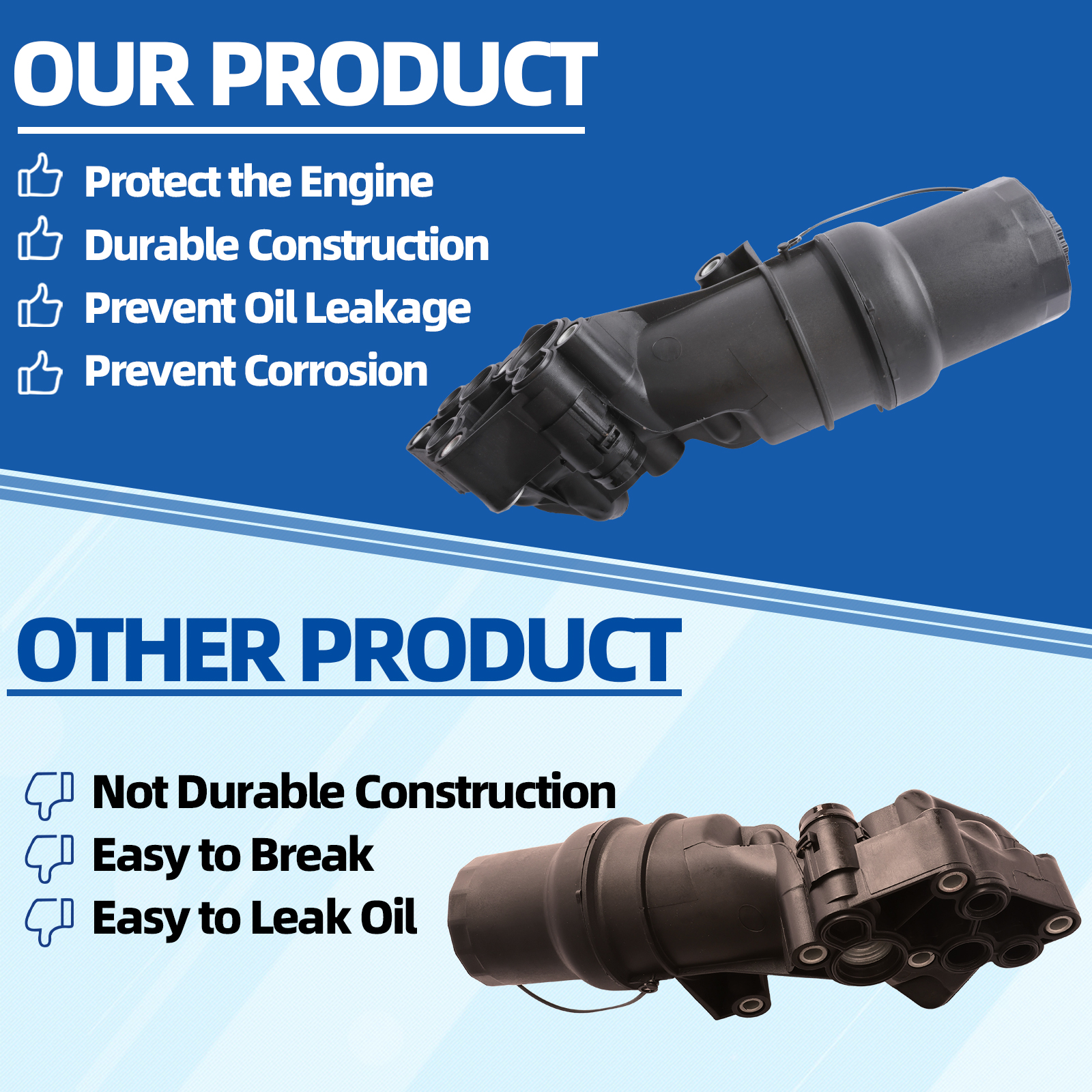 MITZONE Oil Cooler Filter Housing Compatible with 2005-2014 Volkswagen Beetle Golf Jetta Rabbit Passat Audi TTRS 2.5L Replace 07K115397D