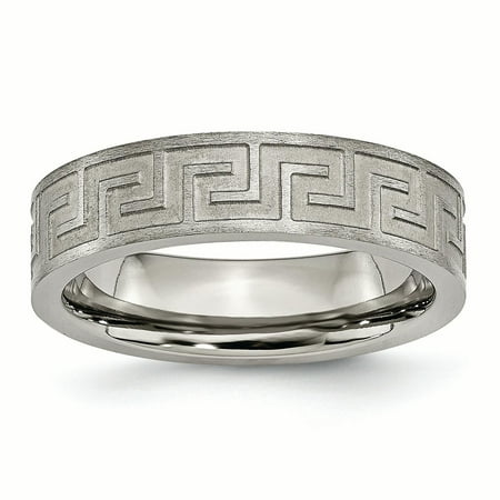 Greek Design Ring - Titanium Greek Key 6mm Wedding Ring Band Size 7.50 Designed Gifts For Women For Her