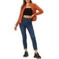 thumbnail image 3 of Allegra K Women's Lightweight Stand Collar Zip up Biker Moto Jacket, 3 of 7