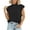 Black, variant on Casual Top for Women Long Neck Color Ting Short Sleeved Couple Shirts,White,S