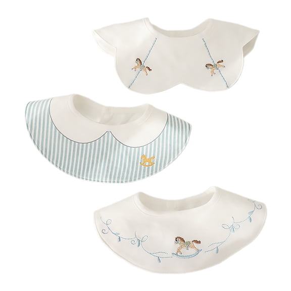 BELOWSYALER Kids Embroidered Waterproof Feeding Bibs Comfortable Cotton Bibs Waterproof Bibs Infant Mealtime Bibs for Kids