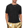 thumbnail image 1 of Camiseta metálica INSPIRE CHIC para hombres, camiseta de fiesta de manga corta brillante, camiseta de club con brillo, 1 of 5