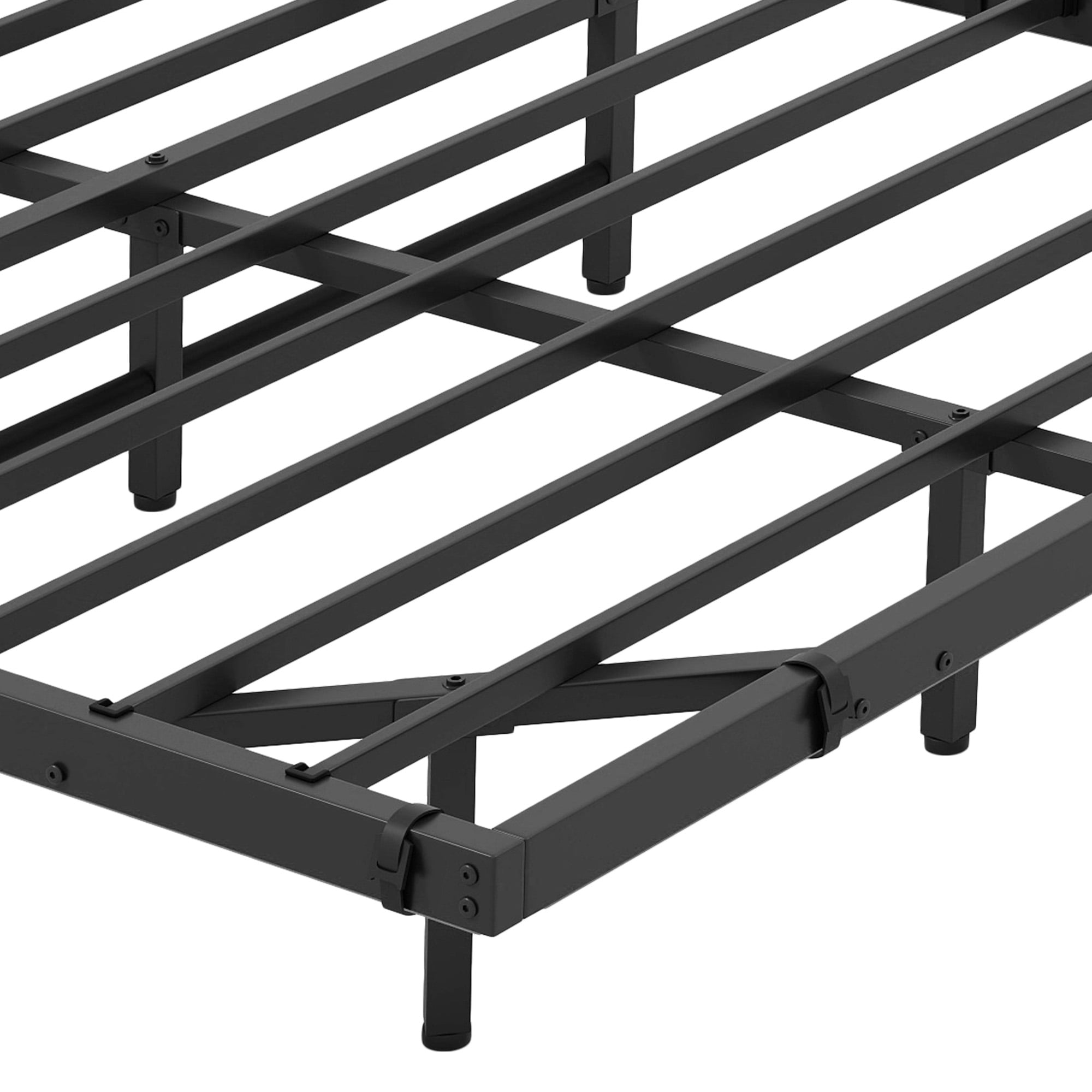 Uforic Modern Floating Bed Frame, Full Size Bed Platform with 2-tier Storage Headboard, Noiseless Metal Frame, Built-in Power Hub, and LED Lights, Black