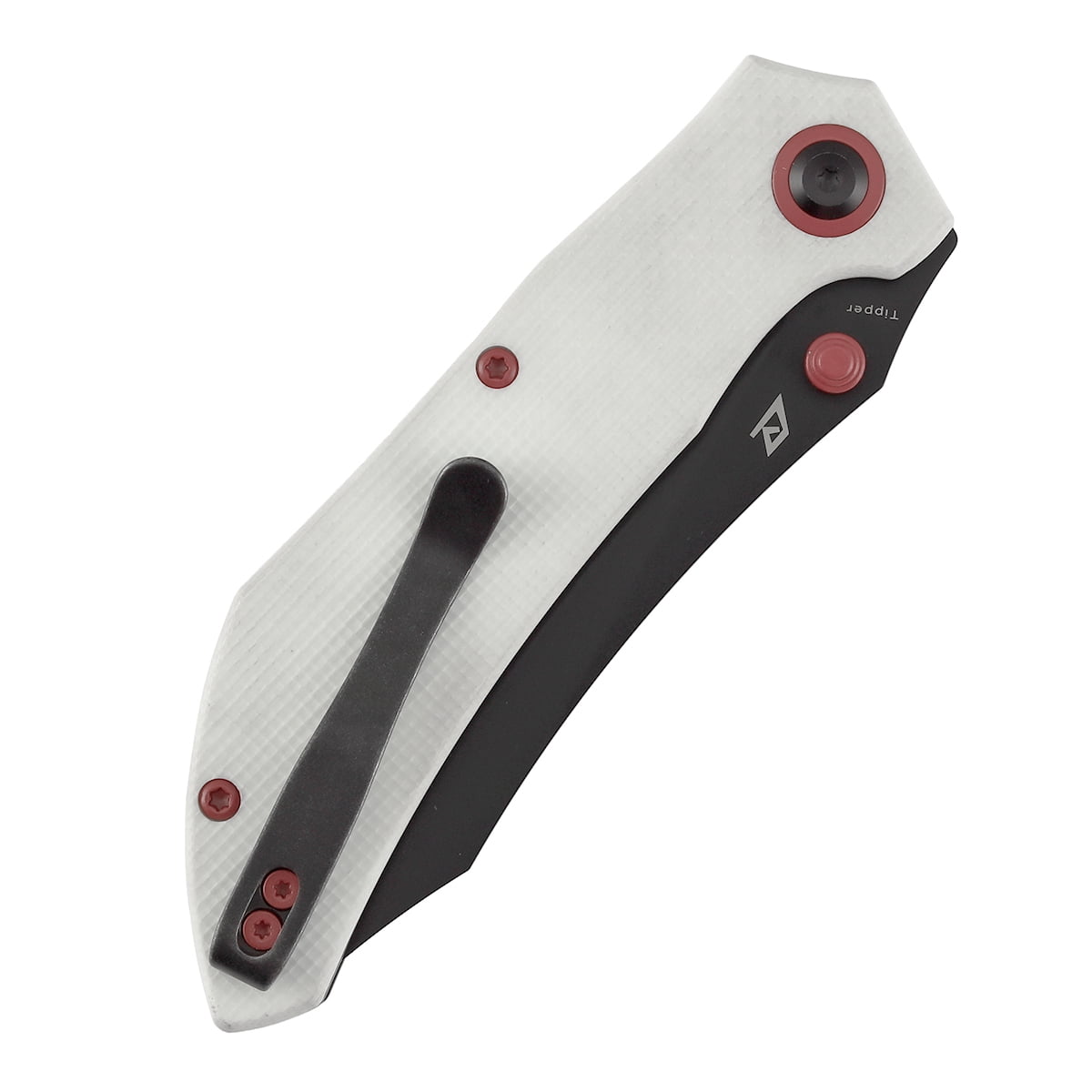 Tenable Tipper Folding Pocket Knife .39'' Blackwash Nitro V Blade,White G10 Handle,B1079A4