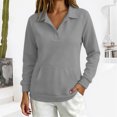 thumbnail image 2 of WUSUOWEI Womens V Neck Long Sleeve Sweatshirt Bottom Tops Lightweight Dressy Casual Business Basic Pullover Top with Pockets 2026 Fall Winter Outfits XXL, 2 of 6