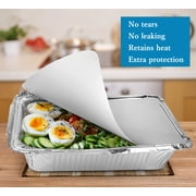 Treamon Aluminum Pans with Lids, Disposable Tin Foil Pans 8.5 x 6 50 Count
