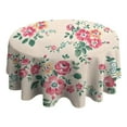 thumbnail image 4 of Pioneer Flower Floral Print Pattern Round Tablecloth 60"x60",Wrinkle Wipeable Table Cloth for Kitchen Dining Room Picnic Patio Party, 4 of 6
