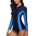 thumbnail image 6 of Beautyin Women's Zip Front Rash Guards Top Long Sleeves Patchwork Athletic Shirt, 6 of 8