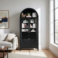 thumbnail image 3 of S-HOME Dome Cabinet with Multi-Level Storage, Antique Design, 71.65 Inch High Engineered Hardwood for Versatile Use, Black, 3 of 12