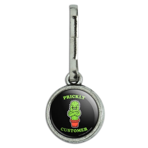 Prickly Customer Cactus Funny Humor Antiqued Charm Clothes Purse Suitcase Backpack Zipper Pull Aid