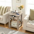 thumbnail image 5 of HOOBRO Set of 2 Industrial End Table with USB Ports with Storage Shelves Living Room BG45UBZP201, 5 of 15