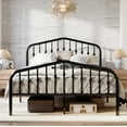 thumbnail image 2 of Amolife Queen Size Metal Platform Bed Frame with Victorian Vintage Headboard & Footboard, Black, 2 of 9