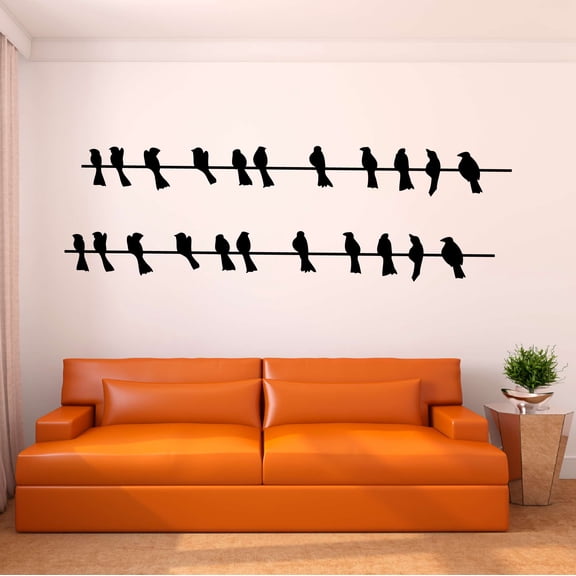Babies Beautiful Animals Wall Decal Decoration Birds Silhouette Wall Decal for Kids Room Decor Lasts Years and Easily Removable - Size: 20 In(W) x 6 In(H)