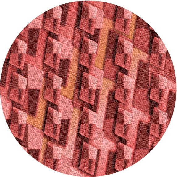 Ahgly Company Machine Washable Indoor Round Transitional Red Area Rugs, 4' Round