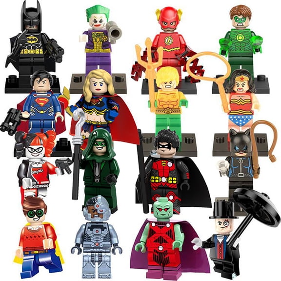 Buildizo 16PCS Superhero Squad Mini Figures Set – Cute 4CM Bat Characters & Mini Doll Brick Toys Gift for Boys and Girls