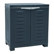 Sunnydaze Adjustable 25.5" Plastic 1-Shelf Freestanding Garage Storage Cabinet, Charcoal