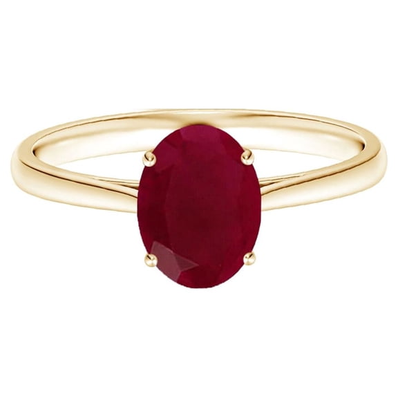Oval 1 Ctw Ruby Gemstone 925 Sterling Silver Solitaire Women Birthstone Ring
