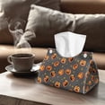 thumbnail image 4 of COEQINE PU Leather Tissue Box Cover Tissue Container Rectangular Table Dryer Sheet Dispenser 7.95"X4.92"X4.52" for Vanity Countertop Nightstand Dining Table, Halloween Pumpkin Star Cobweb Grey, 4 of 7
