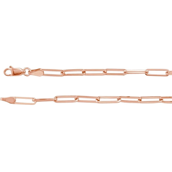 14k Rose Gold 1.95mm Elongated Flat Link 20 Inch Chain Chain Necklace for Women and Men - 2.9 Grams