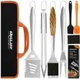 thumbnail image 2 of 8PCS BBQ Grill Tools Set with Extra Thick Stainless Steel Spatula, Fork, Tongs & Cleaning Brush - Complete Barbecue Accessories Kit with Portable Bag - Perfect Grill Gifts for Men Black, 2 of 6