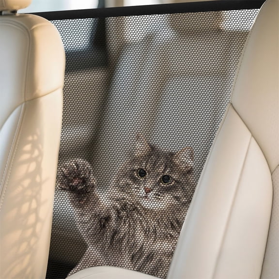 Dog Car Barrier Net , Pet Safety Mesh Divider with Storage Organizer, Stretchable Backseat Barrier Prevents-Pets from Disturbing Driver, Universal Fit Black