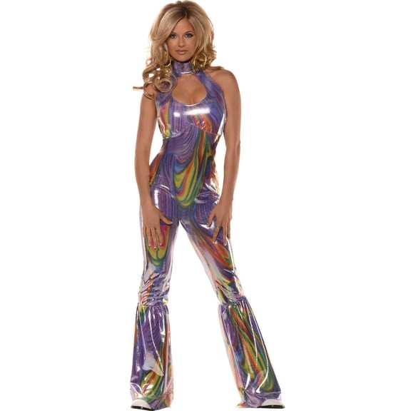 Underwraps Womens 70's Boogie Jumpsuit Costume - Size Small