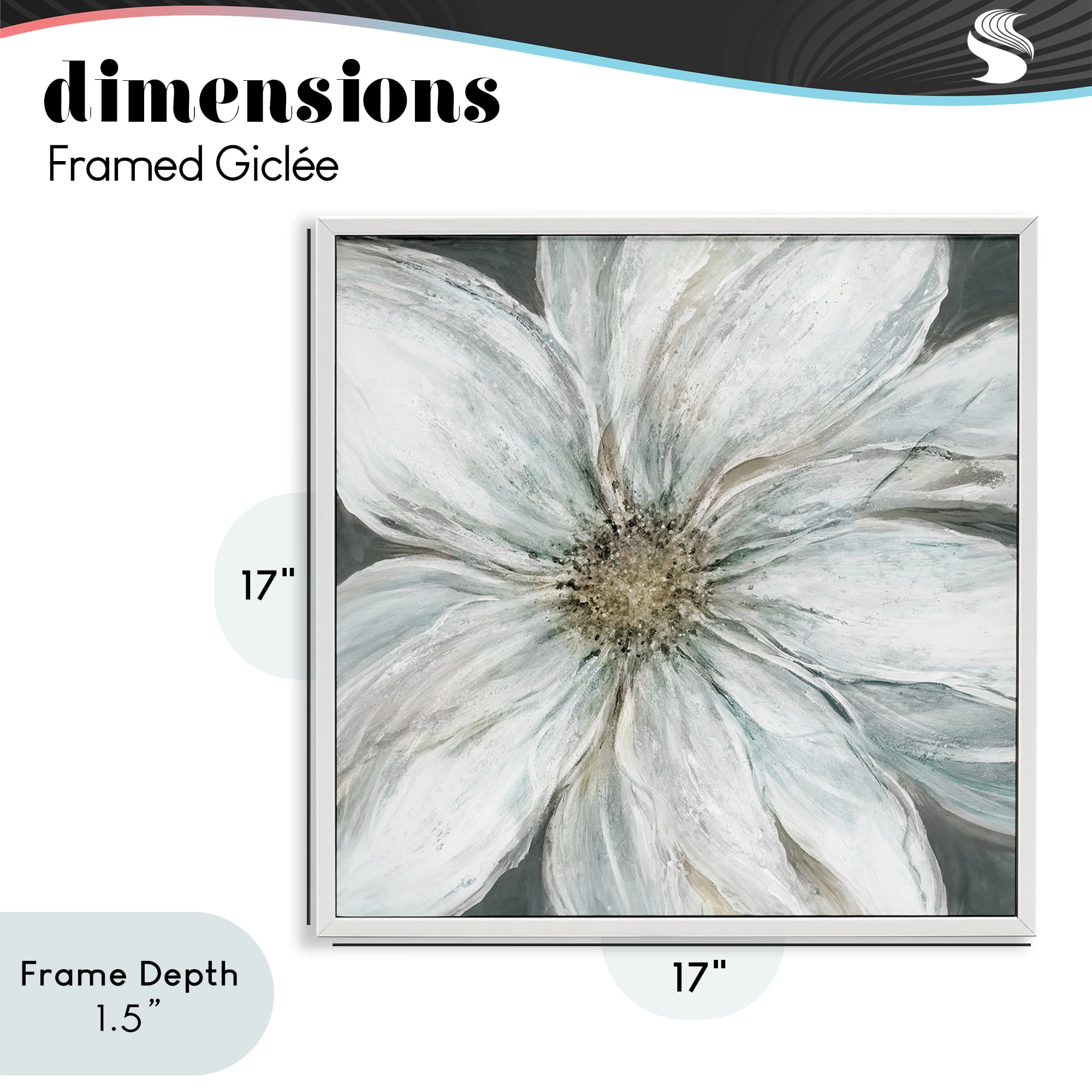 Stupell Industries Large White Flower Closeup White Framed Giclee Art, design by Carol Robinson