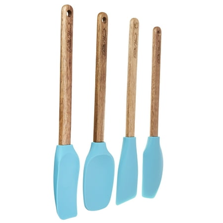 The Pioneer Woman, Silicone Spatula Set with Acacia Wood Handles, Assorted 4-pack