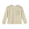 thumbnail image 4 of Girls Long Sleeve Polka Dot Pullover Crewneck Sweatshirt with Chest Pocket Casual Soft Top for Kids Youth, 4 of 4