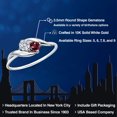 thumbnail image 2 of Gem Stone King 10K White Gold Round White Lab Grown Diamond and Red Rhodolite Garnet Ring for Women (0.39 Cttw, Round 3.5MM, Gemstone April Birthstone, Size 7), 2 of 6