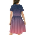 thumbnail image 5 of Kids Floral Maxi Dress Girls Dresses Short Sleeve Gradient Skater Casual Sundress T-Shirt Midi Dress Baby Girl Dress Purple 5Y, 5 of 7