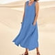 thumbnail image 1 of WILLBEST Vestidos Casuales para Mujer Vestido Largo Informal de Color Liso con Cuello Redondo y Bolsillos para Mujer Vestido sin Mangas Diario Mediana, 1 of 3