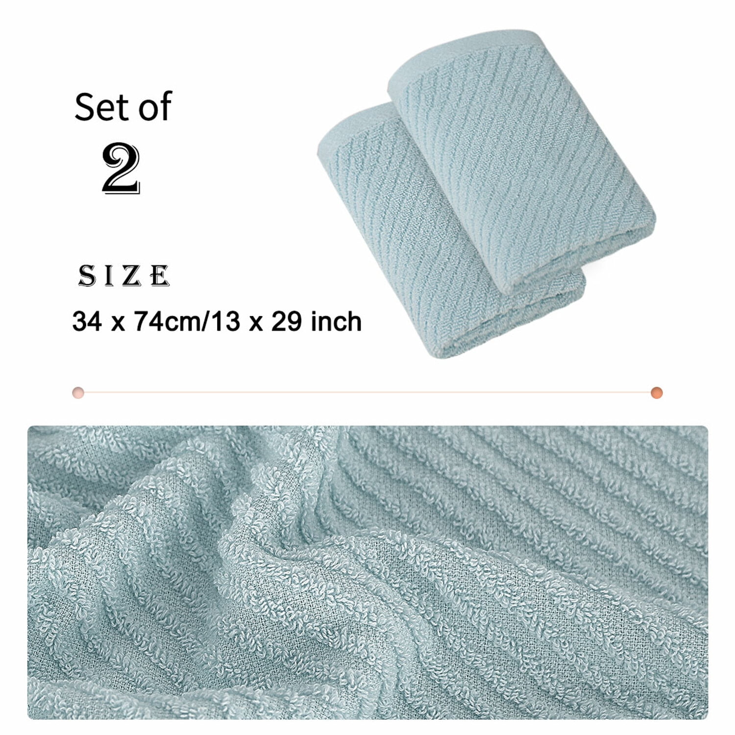 Unique Bargains 2-Pack 100% Cotton Absorbent Quick Dry Face Towels Blue