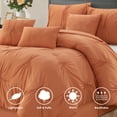 thumbnail image 2 of Lanco 7 Piece Apricot Comforter Set Queen Size, Elastic Embroidery Bedding Set, Solid Color, Home Decor, Matching Bedskirt, Pillows & Shams, 2 of 7
