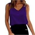 thumbnail image 2 of Jjayotai Womens Silk Satin Tank Tops, V Neck Casual Cami Sleeveless Camisole Blouses, Summer Basic Tank Shirt, Shirts for Women Purple^ L, 2 of 6