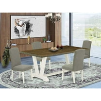 East West Furniture V-Style 5-piece Dining Set with Linen Seat in White