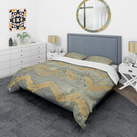 Designart 'Glam Metallic Form III' Glam Duvet Cover Set
