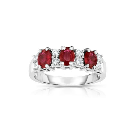 14K White Gold Oval Ruby & Diamond (1/4 Ct, G-H Color, SI2 Clarity) (Best Clarity For Oval Diamond)
