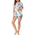 thumbnail image 2 of INSPIRAR CHIC Conjunto de Pijama de Verano para Mujeres, Camisa de Botones con Pantalones Cortos L Blanca, 2 of 6
