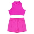 thumbnail image 3 of IEFIEL Kids Girls Sleeveless Criss Cross Back Crop Top with Shorts Swimsuit Beach Pool Party Swimming Bathing Suit Hot Pink 6, 3 of 7