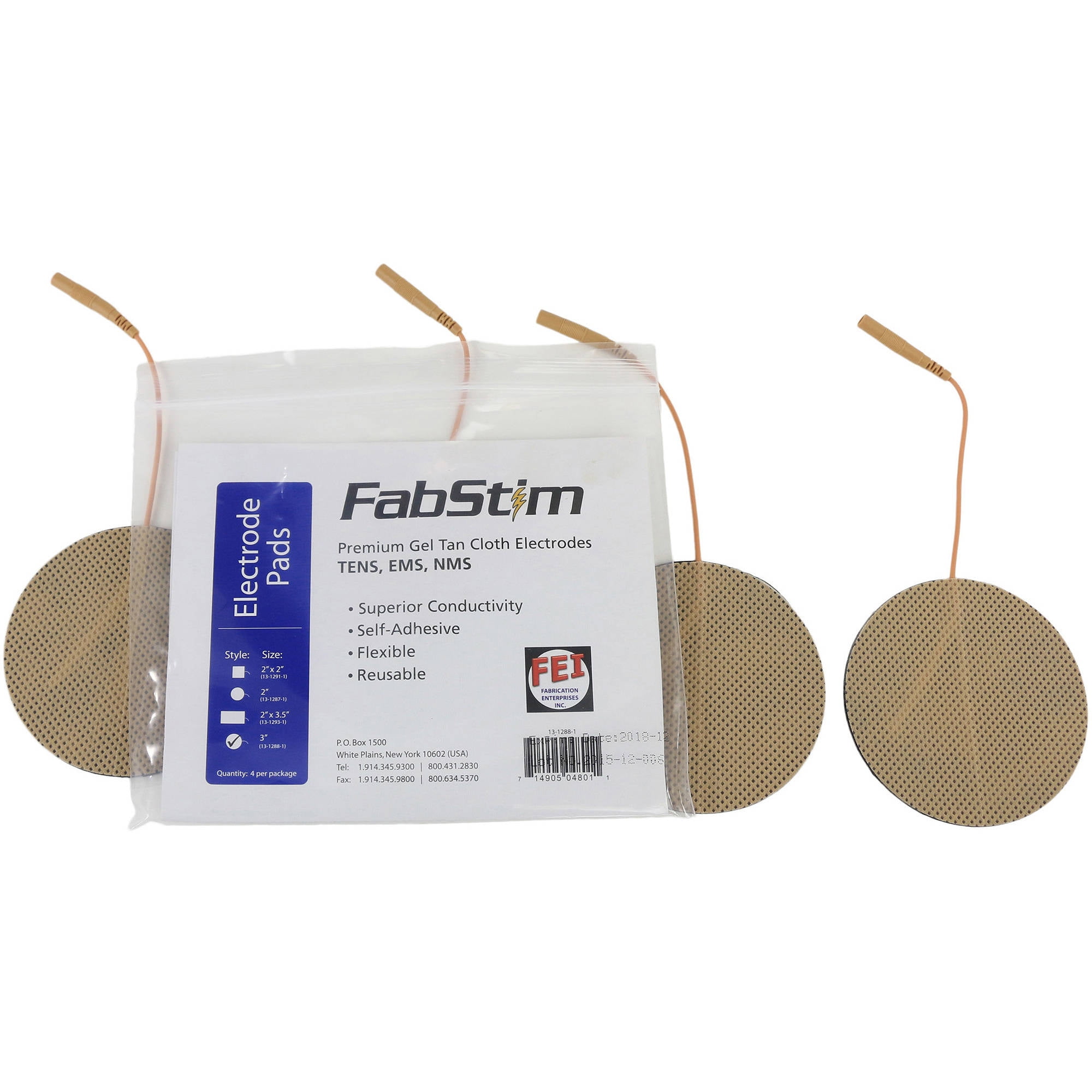 FabStim Round Electrode Pads, 4 Count