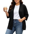 thumbnail image 3 of Elvqul Plus Size Cardigans for Women Button Down Loose Sweaters Black Lightweight Casual Solid Color Trendy Womens Coats Long Sleeve, 3 of 10