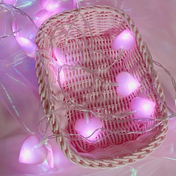 ELAYARD Pink LED String Lights Heart Shape Battery Operated Eco Friendly for Indoor Outdoor Use