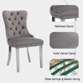 thumbnail image 6 of Contemporary Button Tufted Dining Chairs, High-end Velvet Upholstered Dining Chairs with Nailhead Back and Ring Pull Trim, Wood Dining Chairs for Living Room, Restaurant(Gray with Steel Leg,Set of 8), 6 of 8