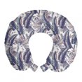 thumbnail image 1 of Tropical Travel Pillow Neck Rest, Pinnate Banana Leaves Tricolor Abstract Look Summer Pastel Tones, Memory Foam Traveling Accessory Airplane and Car, 12", Pale Teal Blush, by Ambesonne, 1 of 2