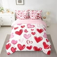 thumbnail image 2 of Homewish Cartoon Heart Pattern 7-Piece Twin Bedding Sets,Graffiti Kawaii Loves Bedding Comforter Set,Pink Red White Sheet Sets For Girls Teens,Microfiber Bedroom Decor Reversible, 2 of 8