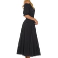 thumbnail image 4 of Sakkas Cotton Crepe Smocked Peasant Gypsy Boho Renaissance Mid Length Dress - Black - One Size, 4 of 4